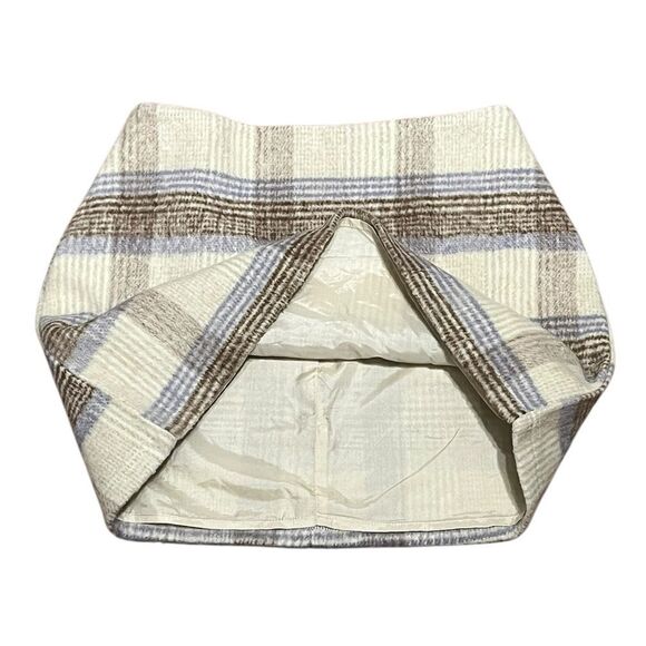 Lulus Cozy Chicness Ivory Plaid Brushed Wool Mini Skirt, Size S, NWOT - Picture 5 of 10